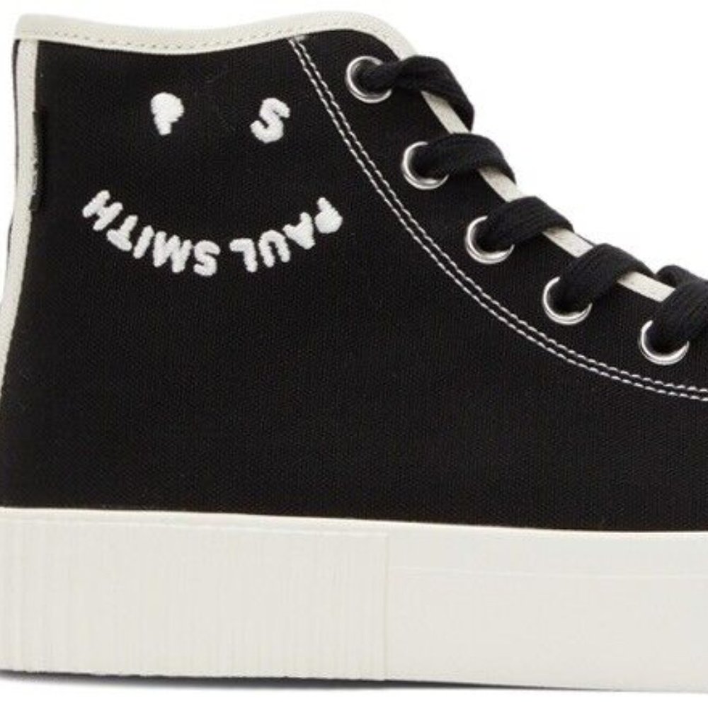 PS by Paul Smith Black Canvas Happy Logo Kibby High Sneakers Size Us 10 Eu 43